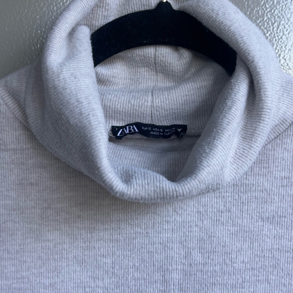 Zara Grey Sleeveless Turtleneck Knit Top Minimalist Summer Office Chic Size S - Picture 7 of 13